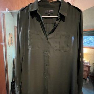 Banana Republic (Olive) Button down polyester dress  shirt